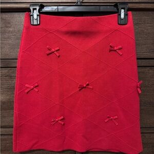 Elegant  Anthropologie Red Bow-Accent Skirt